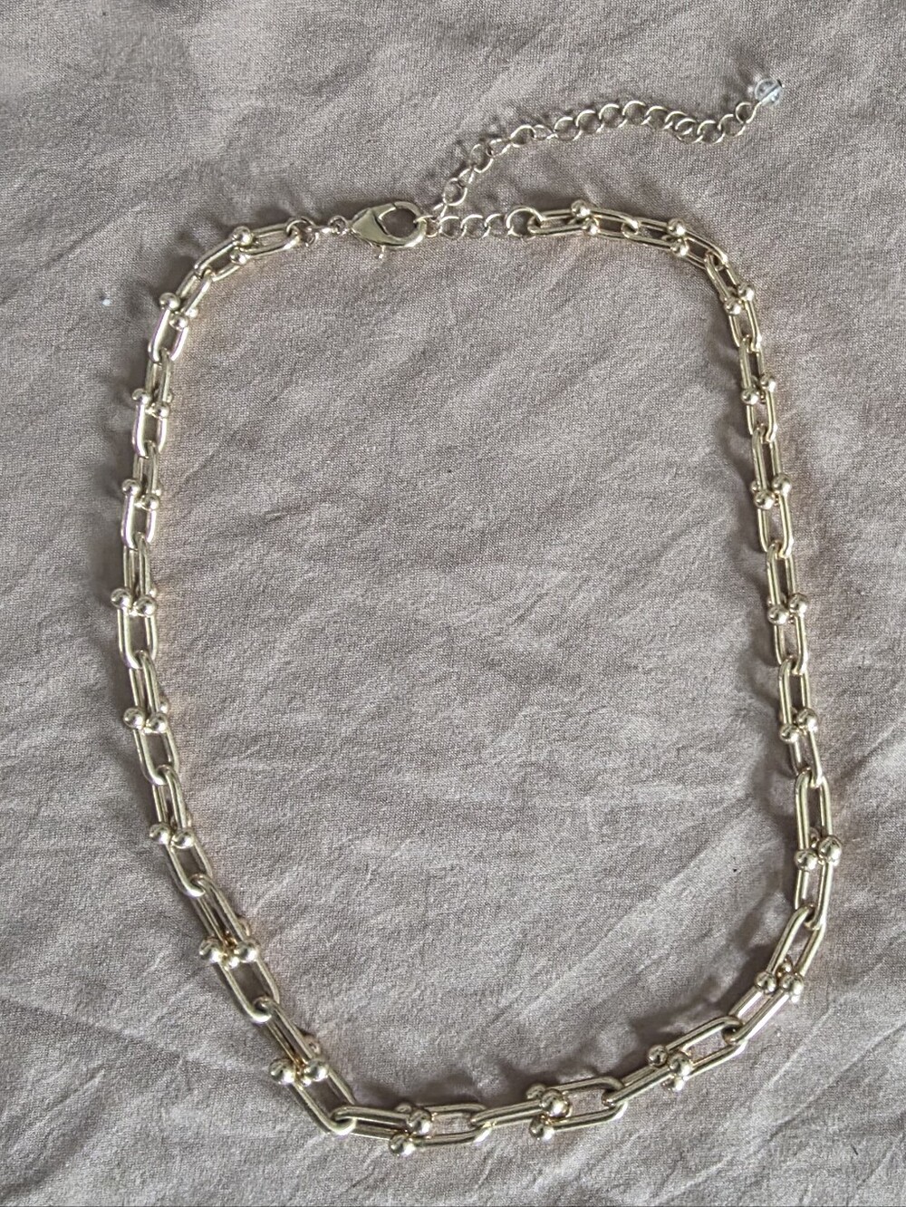 Paperclip link chain Goldtone Statement necklace